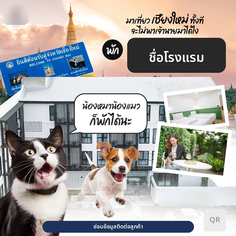 โพสต์โรงแรมที่พาสัตว์เลี้ยงเข้าพักได้ (Pet-friendly hotel post)